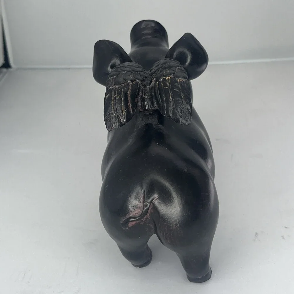 Pig with wings decorative wood sculpture